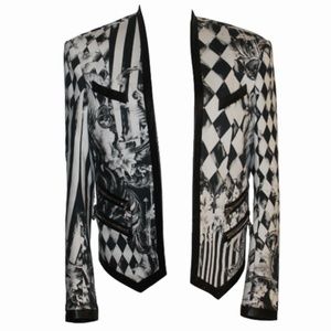 BALMAIN BLACK WHITE OPEN FRONT JACKET 2013 RESORT